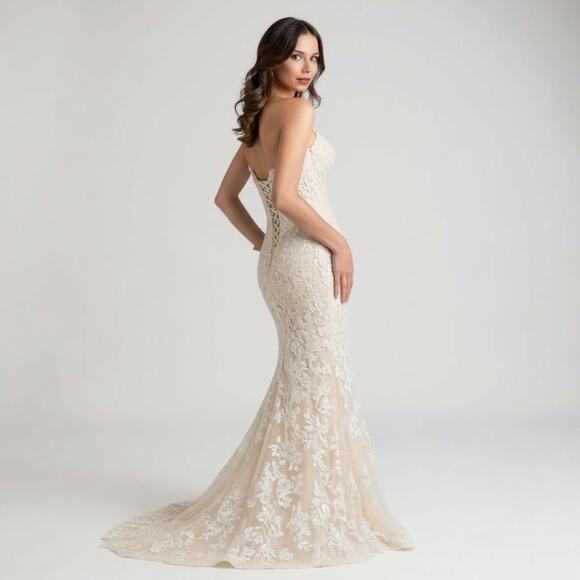 NWT Sophia Toli Wedding Dress Detachable Tulle Skirt Dream Dress Sz 6 Ivory - Picture 3 of 13